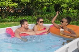 Piscine hors sol Piscine hors sol rectangle Power Steel 412 x 201 x 122 cm décor marbre Bestway 5
