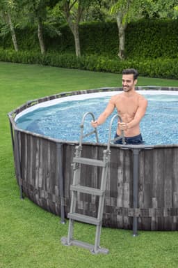 Piscine hors sol Piscine hors sol ronde Steel Pro Max 427 x 107 cm décor bois Bestway 4