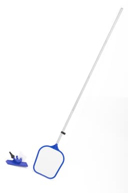 Accessoires Piscine Kit d'entretien pour piscines hors sol 6 pièces, épuisette, doseur flottant, thermomètre flottant, bandelettes de test, patch de réparation, manche alu 203 cm Bestway 3