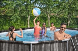 Piscine hors sol Piscine hors sol ovale Power Steel 610 x 366 x 122cm décor bois Bestway 7