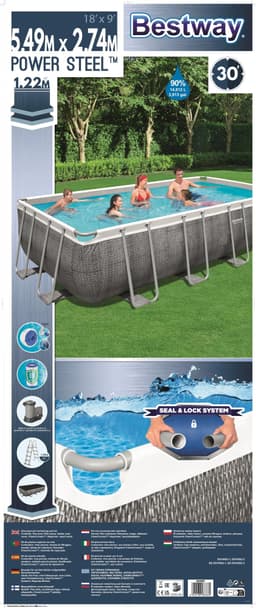 Piscine hors sol Piscine hors sol rectangle Power Steel 549 x 274 x 122 cm rotin gris Bestway 9