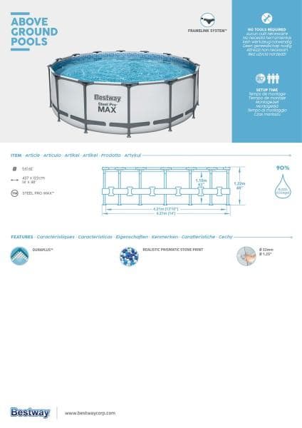 Piscine hors sol Piscine hors-sol ronde sans accessoire steel Pro max 427x427x122cm Bestway 4