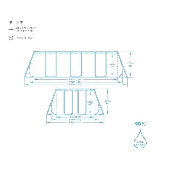 Piscine hors sol Piscine hors sol rectangle sans accessoires Power Steel 412x201x122cm  Bestway 3