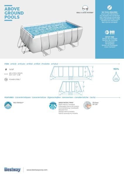 Piscine hors sol Piscine hors sol rectangle sans accessoires Power Steel 412x201x122cm  Bestway 2