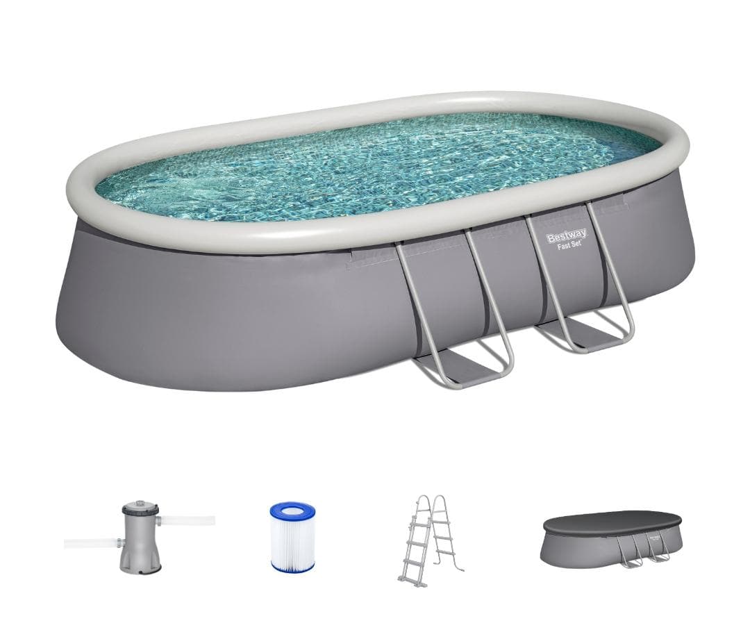Piscine hors sol Piscine autoportante ovale Fast Set 488 x 305 x 107 cm avec filtration Bestway 1