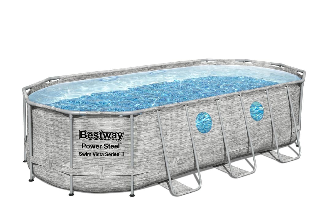 Piscine hors sol Piscine hors sol ovale Power Steel Swim Vista pierres 549x274x122cm Bestway 2