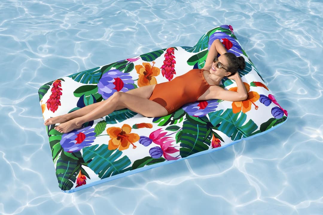Jeux d'extérieur et trampoline Matelas de piscine gonflable avec revêtement tissu décor floral Bestway 2