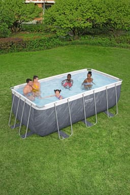Piscine hors sol Piscine hors sol rectangle Power Steel 412 x 201 x 122 cm décor marbre Bestway 4