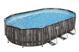 Piscine hors sol Piscine hors sol ovale Power Steel 610 x 366 x 122cm décor bois Bestway 5