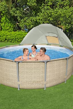 Piscine hors sol Piscine hors sol ronde Power Steel avec auvent 396x107cm rotin beige Bestway 8