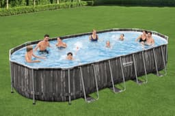 Piscine hors sol Piscine hors sol ovale Power Steel 732 x 366 x 122 cm décor bois Bestway 2