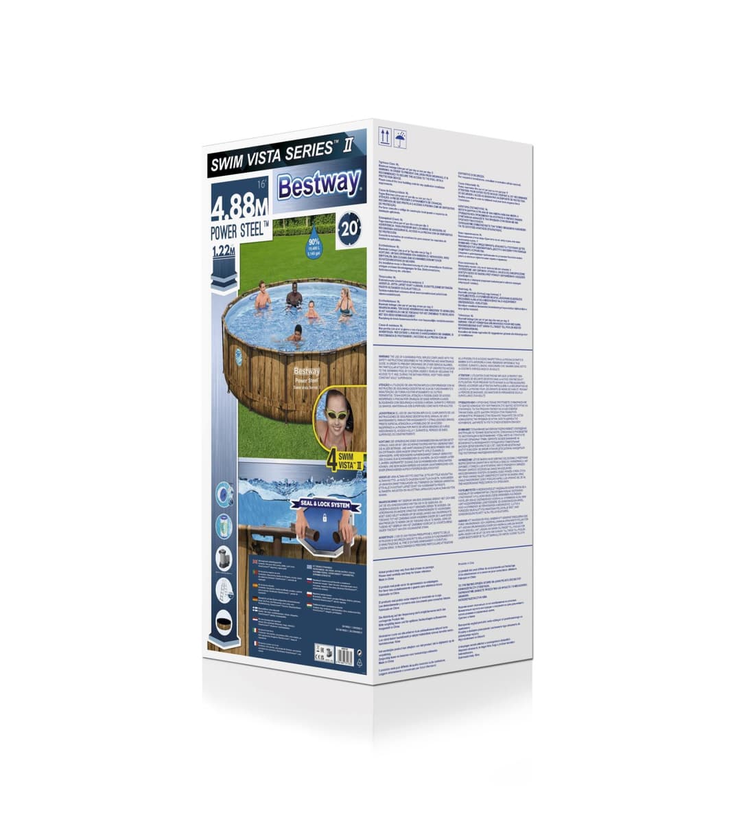 Piscine hors sol Piscine hors sol ronde Power Steel SwimVista 488 x 122 cm motif bois Bestway 5