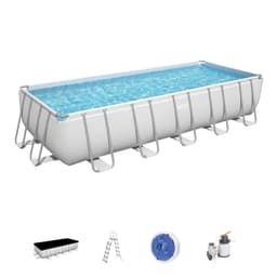 Piscine hors sol Piscine hors sol rectangle Power Steel gris clair 640 x 274 x 132 cm Bestway 1