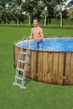 Piscine hors sol Piscine hors sol ronde Power Steel SwimVista 488 x 122 cm motif bois Bestway 4