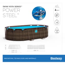 Piscine hors sol Piscine hors sol ovale Power Steel Swim Vista rotin 488 x 305 x 107cm Bestway 7