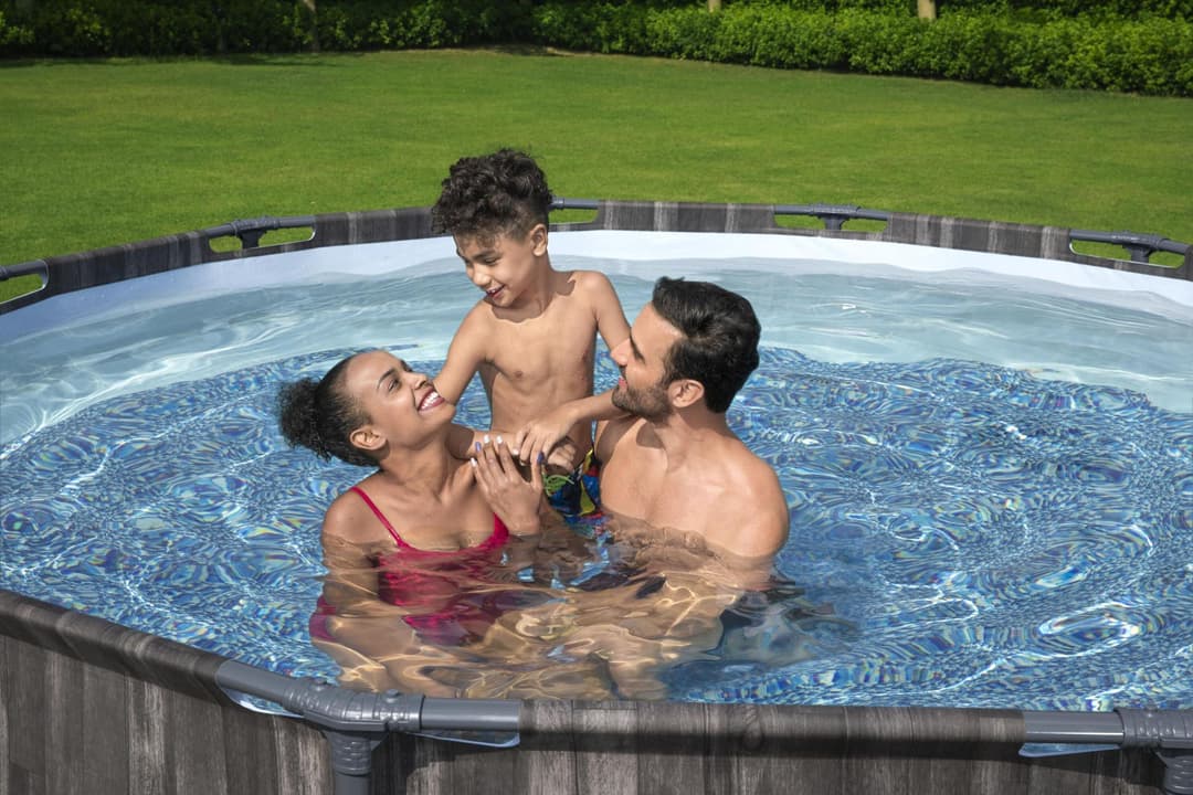 Piscine hors sol Piscine hors sol ronde 366 x 100 cm Steel Pro Max décor bois Bestway 5