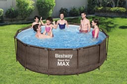 Piscine hors sol Piscine hors sol ronde Steel Pro Max 366 x 100 cm effet rotin Bestway 2