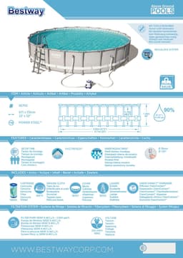 Piscine hors sol Piscine tubulaire ronde 671 x 132 cm Power Steel Bestway 8