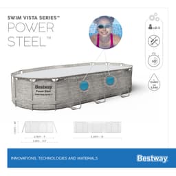 Piscine hors sol Piscine hors sol ovale Power Steel Swim Vista pierres 549x274x122cm Bestway 9