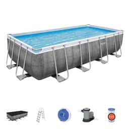 Piscine hors sol Piscine hors sol rectangle Power Steel 549 x 274 x 122 cm rotin gris Bestway 1