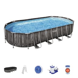 Piscine hors sol Piscine hors sol ovale Power Steel 732 x 366 x 122 cm décor bois Bestway 1