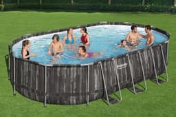 Piscine hors sol Piscine hors sol ovale Power Steel 610 x 366 x 122cm décor bois Bestway 3