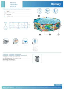 Piscine hors sol Piscine hors sol ronde Steel Pro 274 x 66 cm motif panda Bestway 6