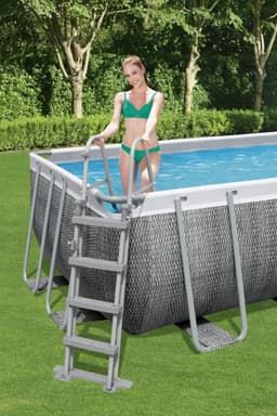 Piscine hors sol Piscine hors sol rectangle Power Steel 488 x 244 x 122 cm rotin gris Bestway 5