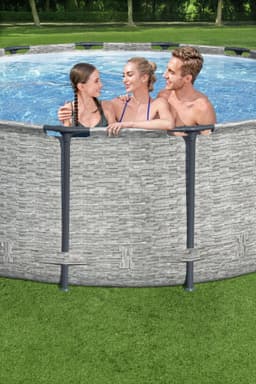Piscine hors sol Piscine hors sol ronde Steel Pro Max 427 x 122 cm décor pierres Bestway 4