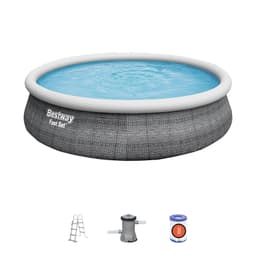 Piscine hors sol Piscine autoportante Fast Set ronde 457x107cm rotin gris - accessoires Bestway 1