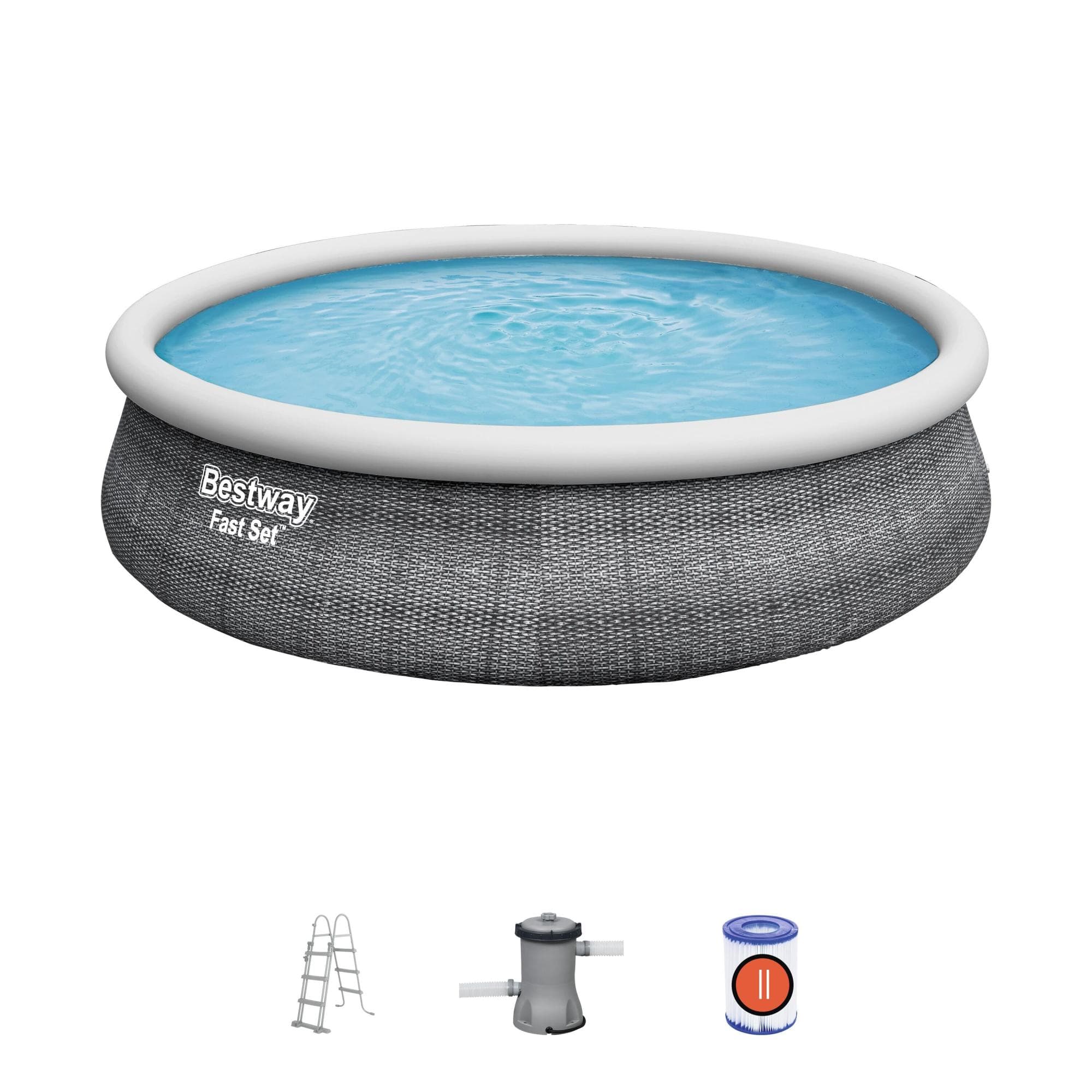 Piscine hors sol Piscine autoportante Fast Set ronde 457x107cm rotin gris - accessoires Bestway 1