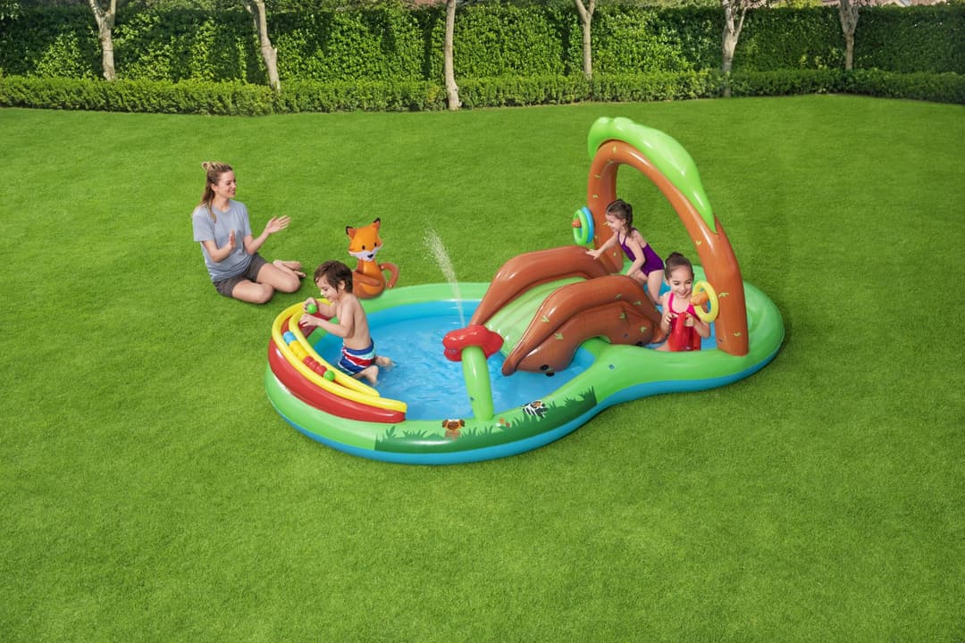 Jeux d'extérieur et trampoline Aire de jeux avec pataugeoire Friendly Woods 295 x 199 x 130 cm Bestway 2
