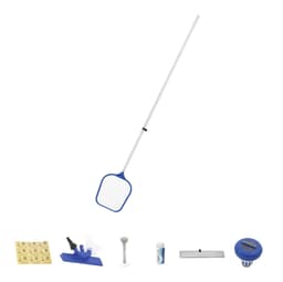 Accessoires Piscine Kit d'entretien pour piscines hors sol 6 pièces, épuisette, doseur flottant, thermomètre flottant, bandelettes de test, patch de réparation, manche alu 203 cm Bestway 2