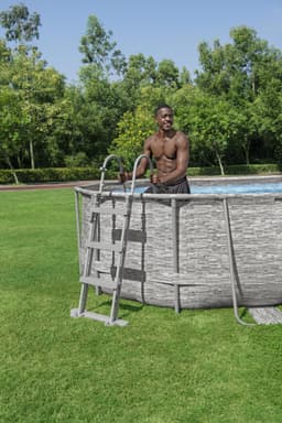 Piscine hors sol Piscine hors sol ovale Power Steel Swim Vista pierres 427x250x100cm  Bestway 2
