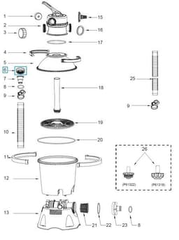 Pièces Détachées Ecrou de serrage pour tous les systèmes de filtre à sable Flowclear™ Bestway® (à partir de 2019) Bestway 3