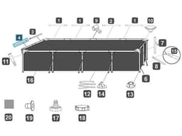 Pièces Détachées Montant horizontal "D" pour piscines Steel Pro™ Bestway® 400 x 211 x 81 cm Bestway 3