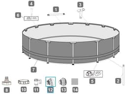 Pièces Détachées Crépine de refoulement pour piscines Bestway® avec un raccordement de Ø 38 mm Bestway 8