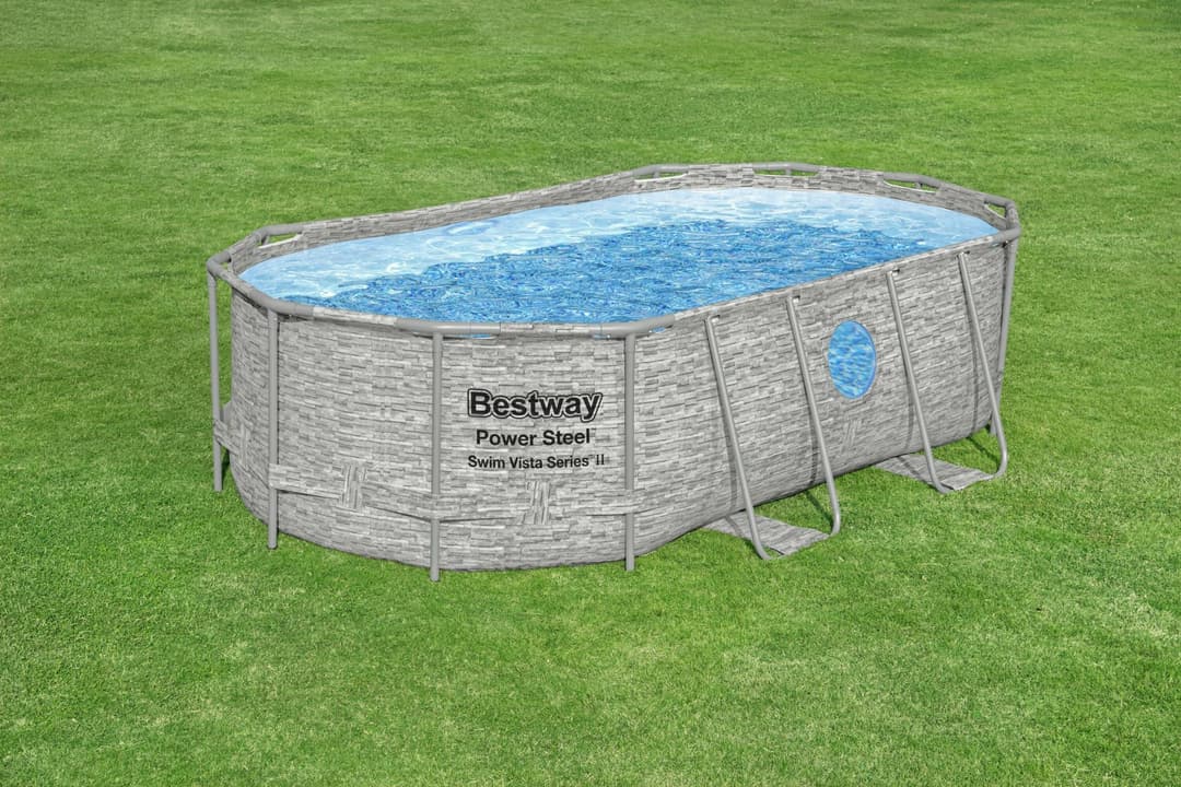 Piscine hors sol Piscine hors sol ovale Power Steel Swim Vista pierres 427x250x100cm  Bestway 5