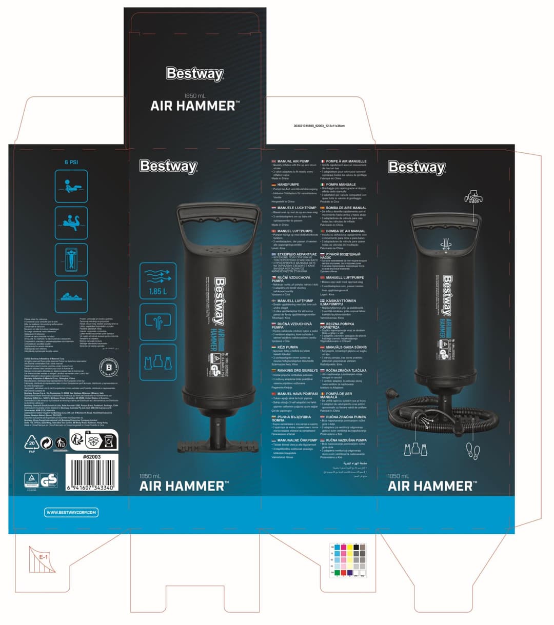 Pompe de gonflage Pompe de gonflage manuelle Air Hammer 1850 Bestway 4