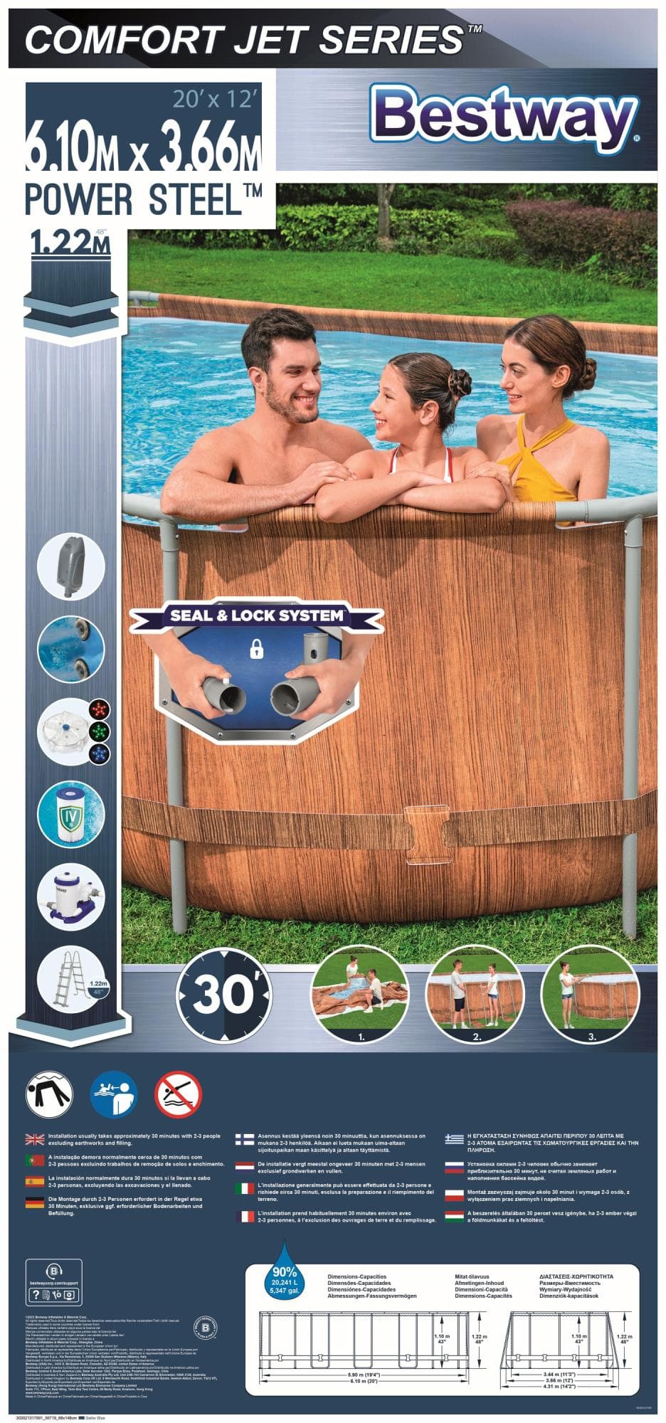Piscine hors sol Piscine hors sol ovale 610 x 366 x 122 cm Power Steel Comfort Jet Series Bestway 5