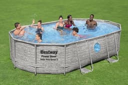 Piscine hors sol Piscine hors sol ovale Power Steel Swim Vista pierres 488x305x107cm Bestway 3