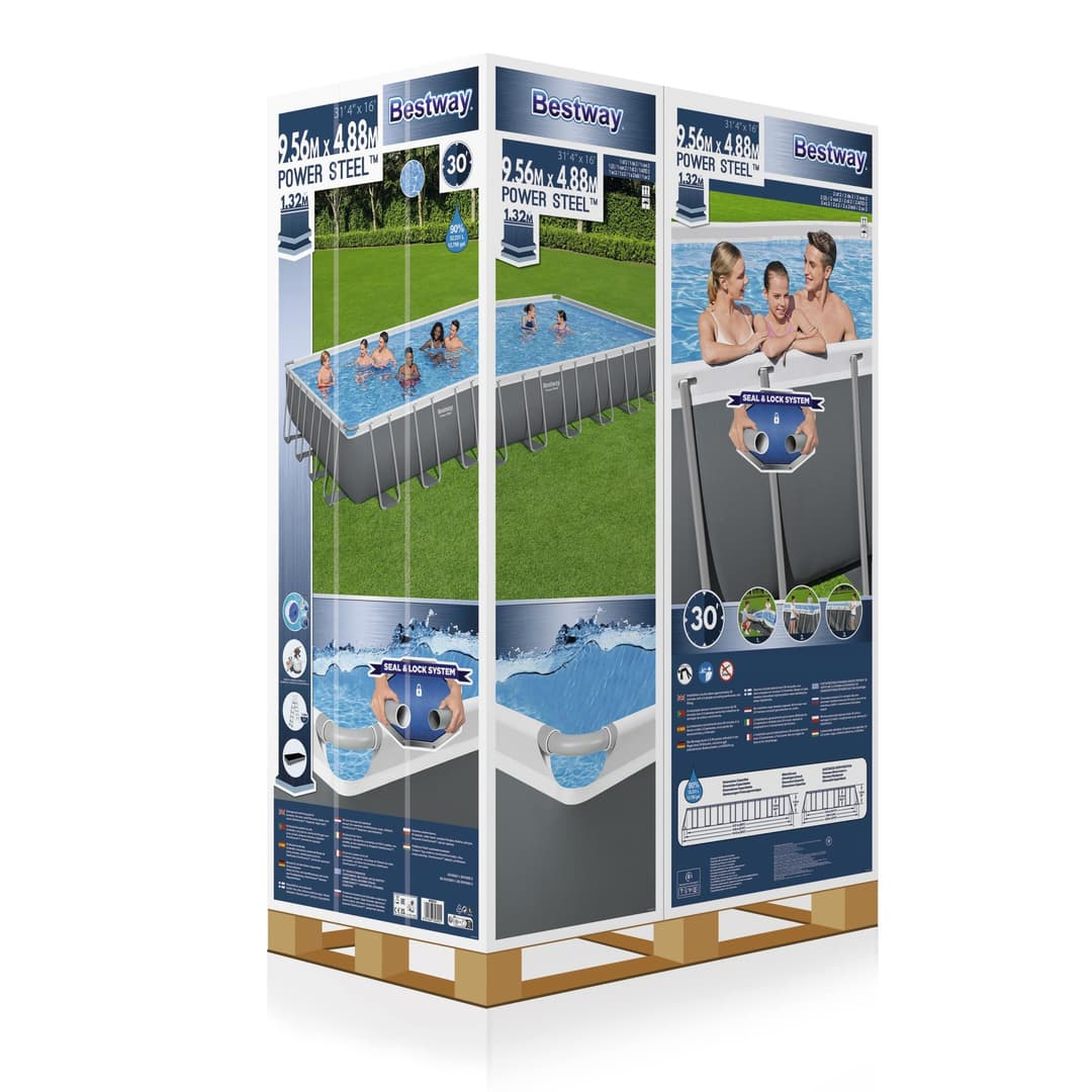 Piscine hors sol Piscine hors sol rectangle Power Steel™ 956 x 488 x 132 cm avec filtre à sable, échelle et bâche Bestway 5