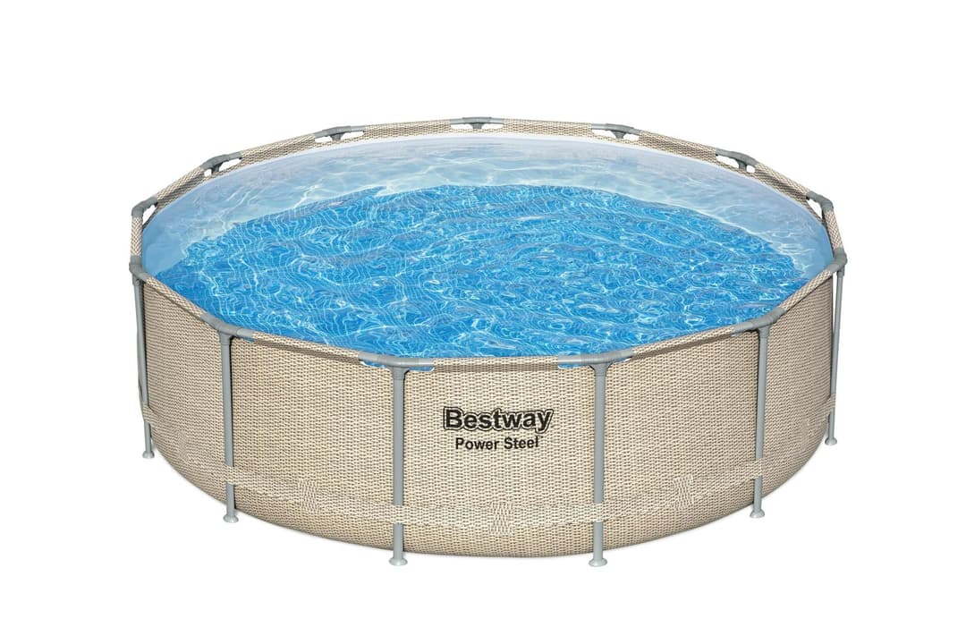 Piscine hors sol Piscine hors sol ronde Power Steel avec auvent 396x107cm rotin beige Bestway 4