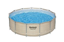 Piscine hors sol Piscine hors sol ronde Power Steel avec auvent 396x107cm rotin beige Bestway 4