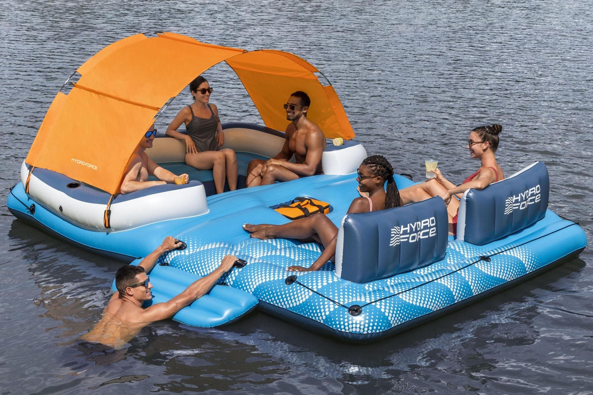 Jeux d'extérieur et trampoline Ile gonflable 6 personnes lac ou rivière Festive Tropical Breeze Bestway 1