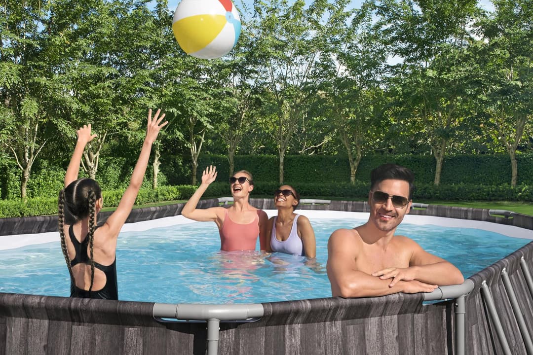 Piscine hors sol Piscine hors sol ovale Steel Pro Max 610x366x122 cm décor bois Bestway 3