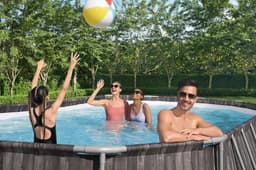 Piscine hors sol Piscine hors sol ovale Steel Pro Max 610x366x122 cm décor bois Bestway 3