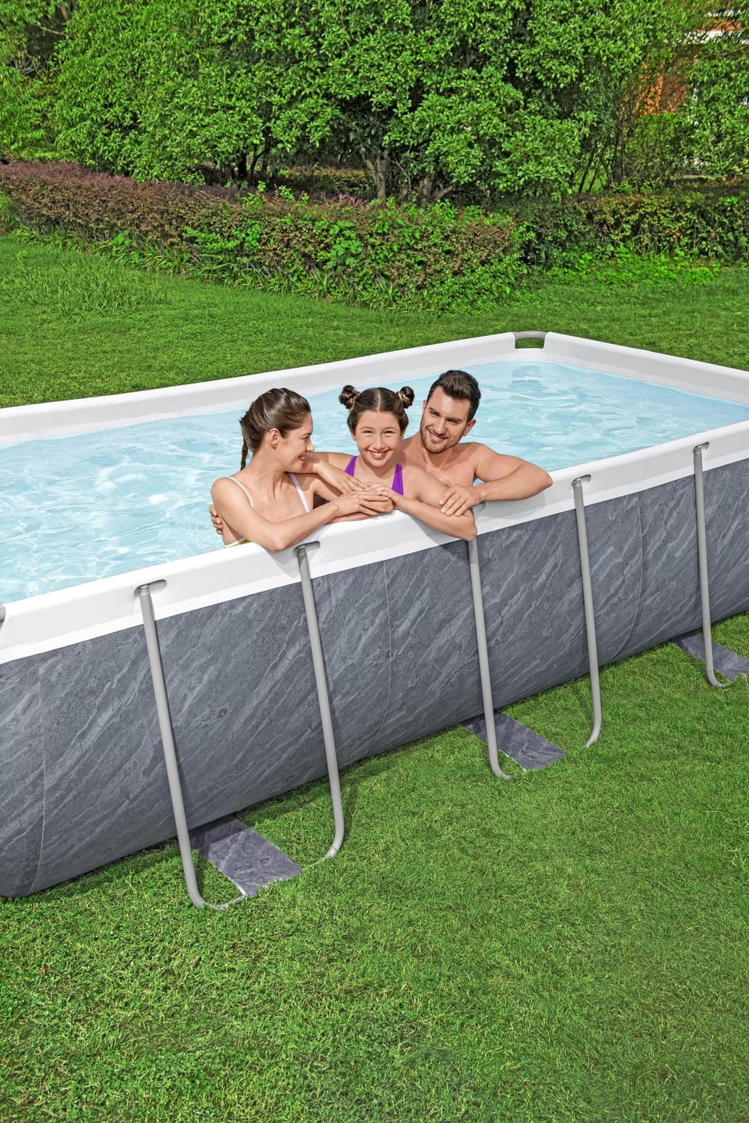 Piscine hors sol Piscine hors sol rectangulaire 404x201x100 cm Steel Pro max décor marbre Bestway 4