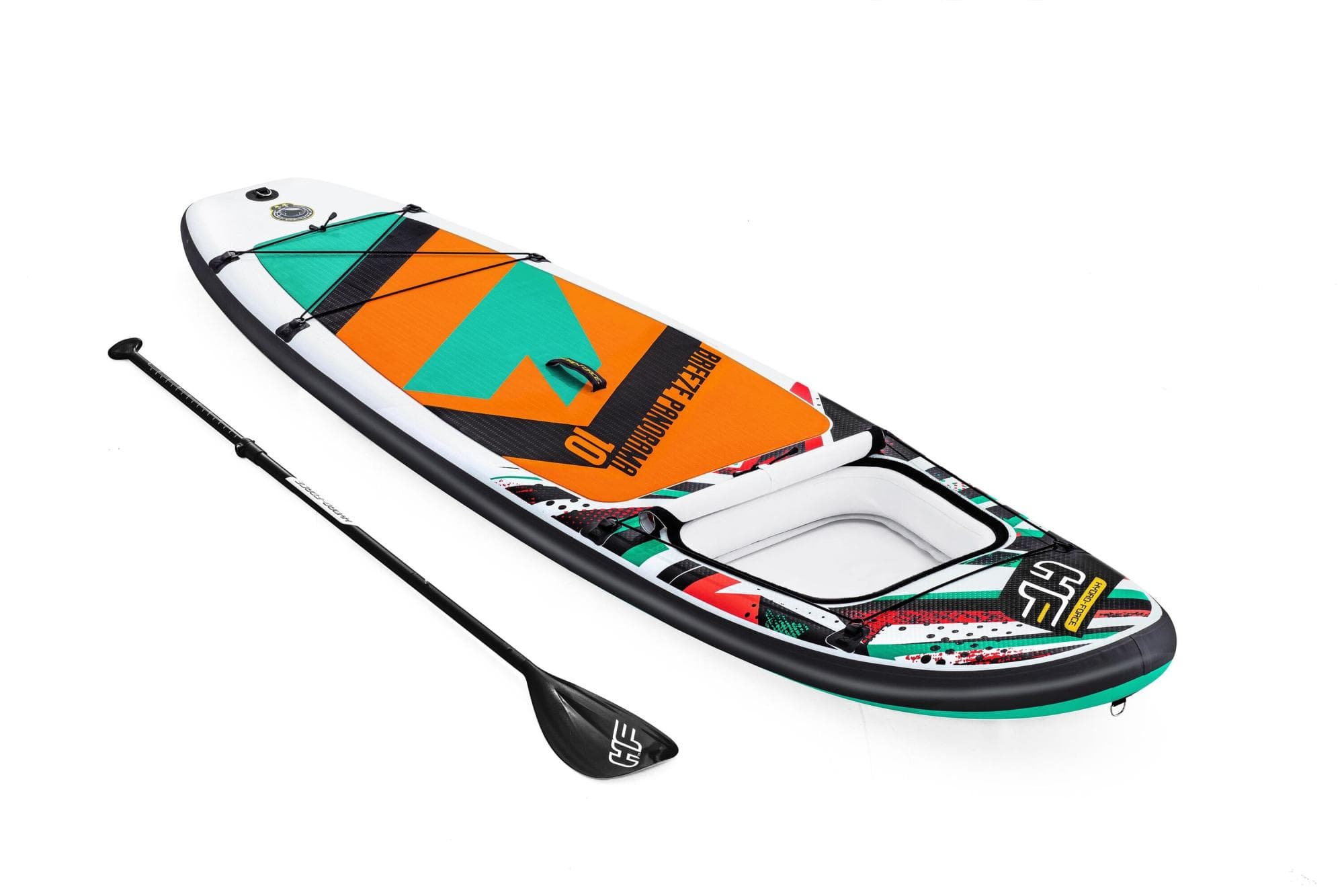 Bateaux, paddle et kayak Paddle SUP gonflable Hydro-Force™ Breeze Panorama, 305 x 84 x 12 cm avec hublot, pagaie, leash, pompe, 1 aileron et sac à dos de transport Bestway 1