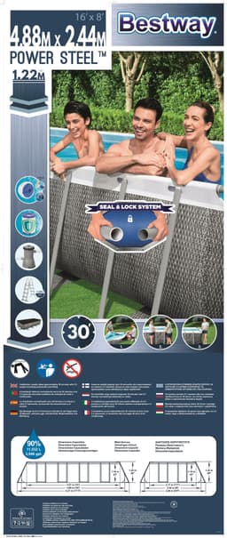 Piscine hors sol Piscine hors sol rectangle Power Steel 488 x 244 x 122 cm rotin gris Bestway 8